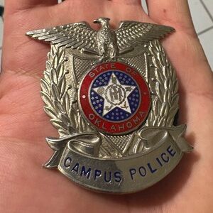 VINTAGE STATE OF OKLAHOMA CAMPUS POLICE BADGE RARE